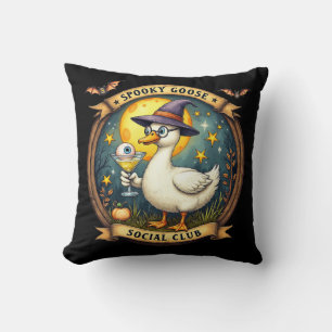 Spooky Goose Halloween Ilustration Graphic Throw Pillow