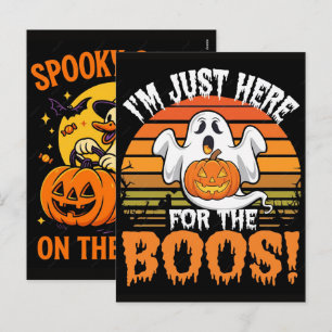 Spooky Goose on the Loose Driving Pumpkin Car Holiday Postcard
