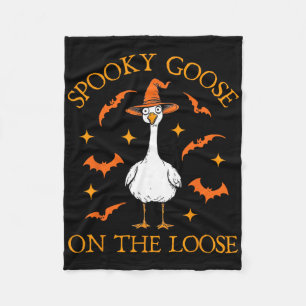 Spooky Goose On The Loose Halloween Honk Witch Des Fleece Blanket