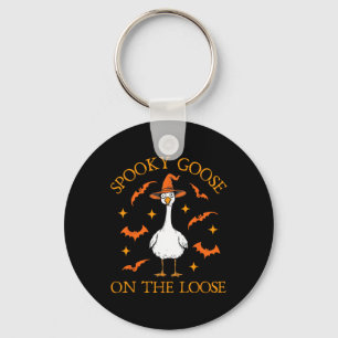 Spooky Goose On The Loose Halloween Honk Witch Des Keychain