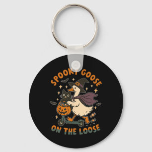 Spooky Goose On The Loose Witch Silly Goose Animal Keychain