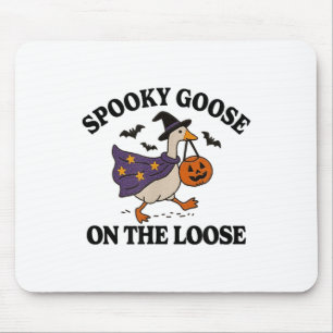 Spooky Goose On The Loose Witch Silly Goose Animal Mouse Pad