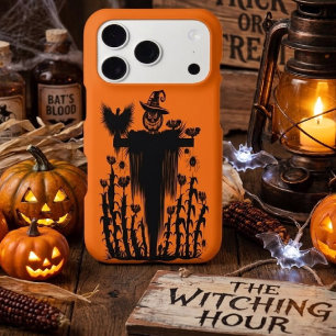 Spooky Goth Halloween Scarecrow Pumpkin Cornfield