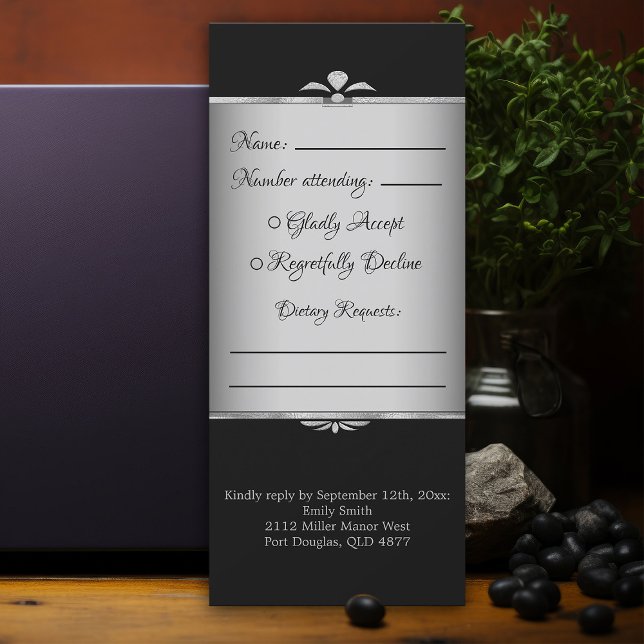 Spooky Gothic Black Bat Halloween Wedding (gothic Halloween Wedding black deco rsvp response cards
)