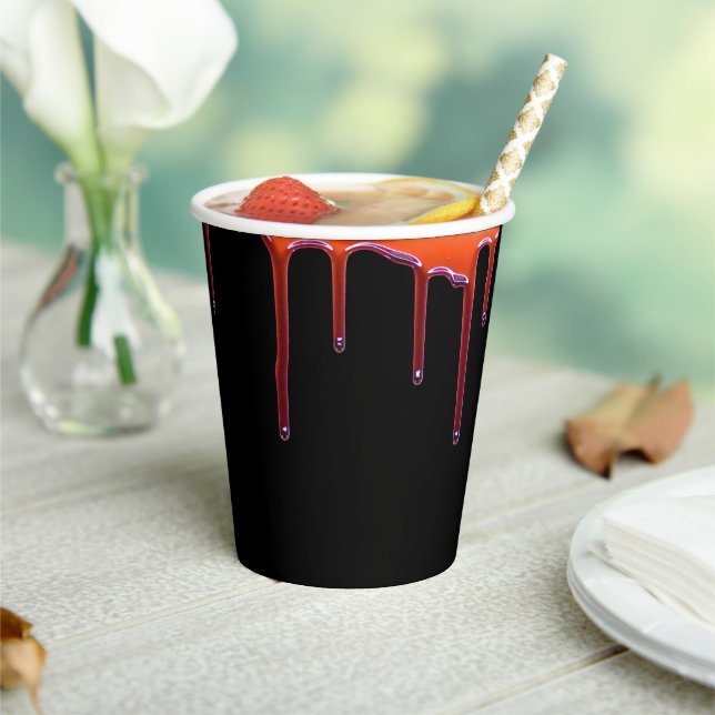 Spooky Gothic Blood Drips Halloween Paper Cups (Insitu)