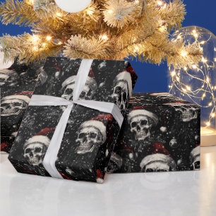 Spooky Gothic Christmas Skulls Wrapping Paper