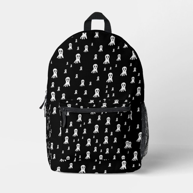 Spooky Gothic Ghost Illustration Printed Backpack (Front)