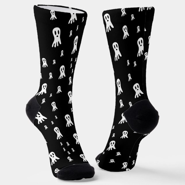 Spooky Gothic Ghost Illustration Socks (Angled)