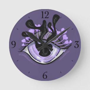Spooky Gothic Purple Eye Halloween Art Round Clock