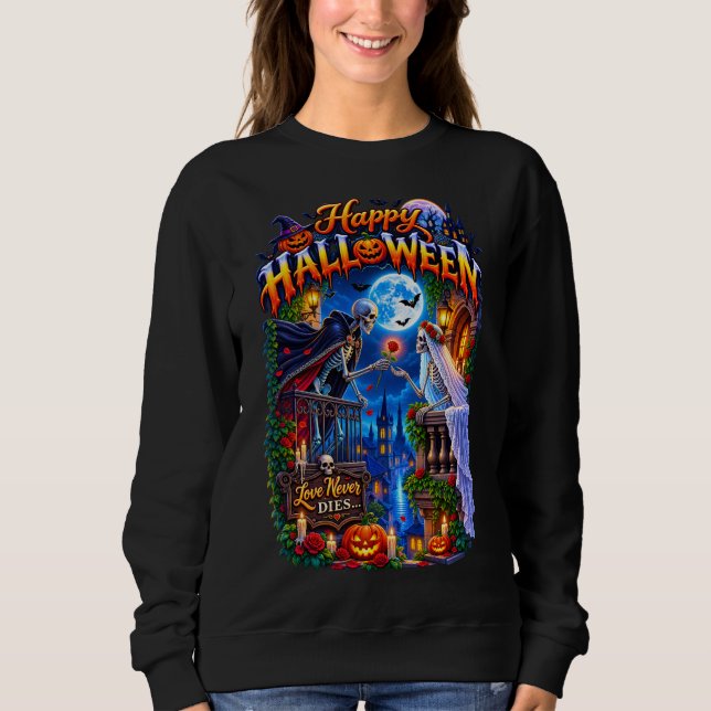 Spooky Gothic Romance with Moonlight, Roses,  Sweatshirt (Front)