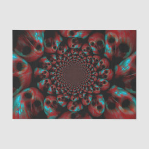Spooky Gothic Skull Head Red Green Black Abstract Tissue Paper
