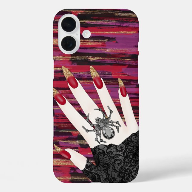 SPOOKY GOTHIC WOMANS HAND WITH LONG NAILS Case-Mate iPhone CASE (Back)