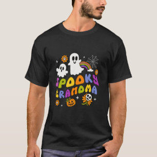 Spooky Grandma Funny Ghost Pumpkin Vintage Flowers T-Shirt