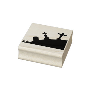 Spooky graveyard 2 silhouette art stamp