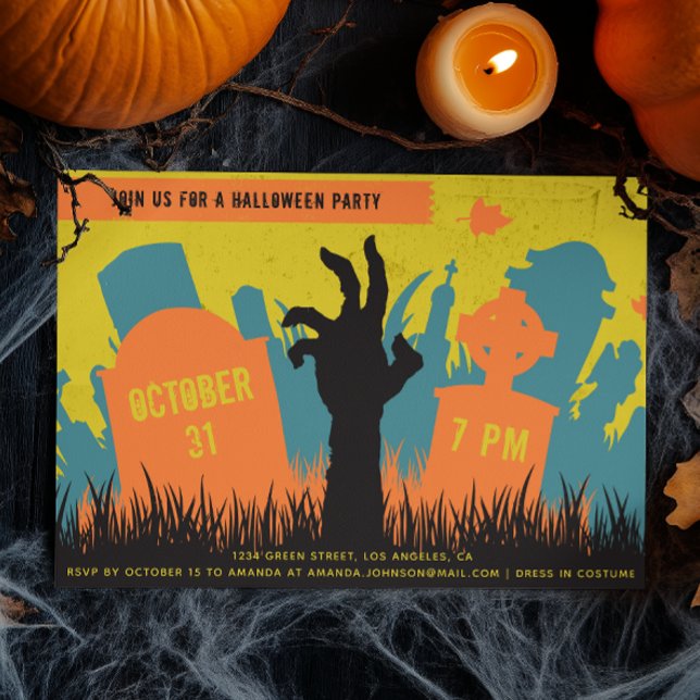 Spooky graveyard and gravestone Halloween party Invitation (Creator Uploaded)