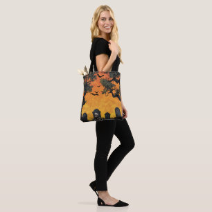 Spooky Graveyard Scene at Sunset Tote Bag