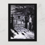 Spooky Graveyard Scene Halloween Card<br><div class="desc">A black and white artwork of a cemetery at night makes for a spooky Halloween card. You can customize this card to create Halloween party invitations, Halloween birthday cards, or just scary Halloween greeting cards! Suitable for bulk purchase, too, with discounts for bulk buying so you can scare all your...</div>