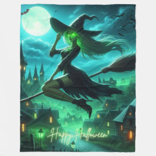 Spooky green aura Halloween witch Fleece Blanket