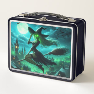 Spooky green aura Halloween witch Metal Lunch Box