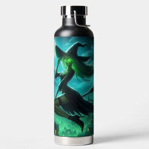 Spooky green aura Halloween witch Water Bottle