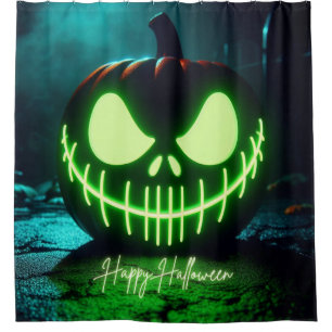 Spooky green glowing Halloween pumpkin