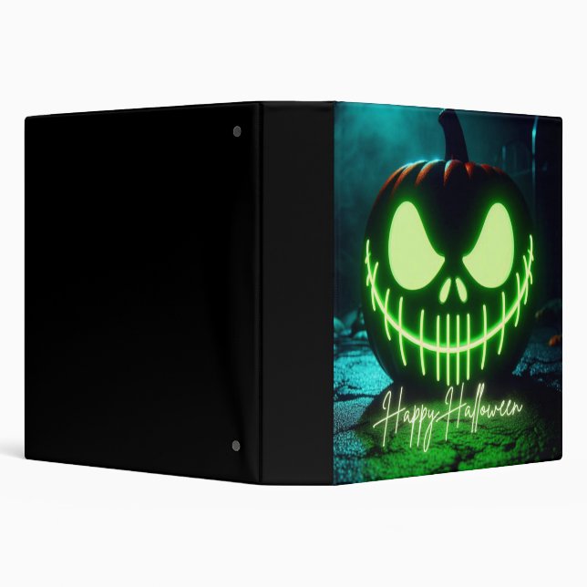 Spooky green glowing Halloween pumpkin Binder (Background)