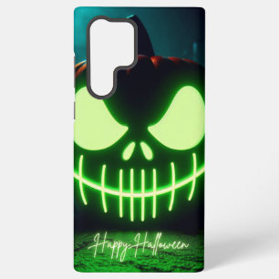 Spooky green glowing Halloween pumpkin Samsung Galaxy Case