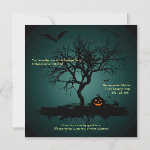 Spooky Green Grunge Halloween Party Invitation