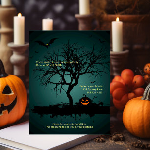 Spooky Green Grunge Halloween Party Invitation