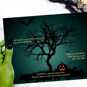 Spooky Green Grunge Halloween Party Invitation Postcard