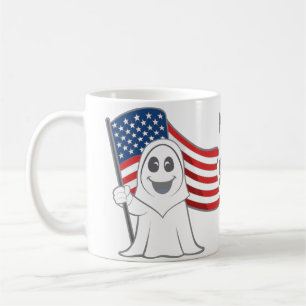 Spooky Grim Reaper USA Flag Halloween Coffee Mug