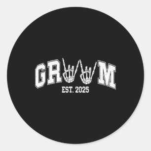 Spooky Groom Bride 2025 Gothic Halloween Couples M Classic Round Sticker
