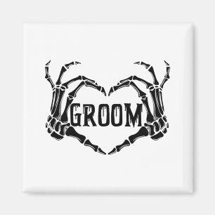 Spooky Groom Skeleton Hands Engagement Wedding Hal Magnet