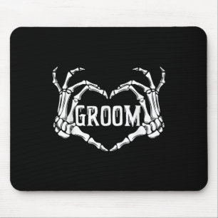 Spooky Groom Skeleton Hands Halloween Engagement W Mouse Pad