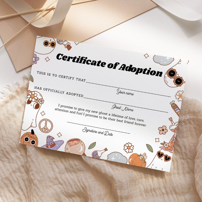 Spooky Groovy Halloween Ghost Adoption Certificate (Creator Uploaded)