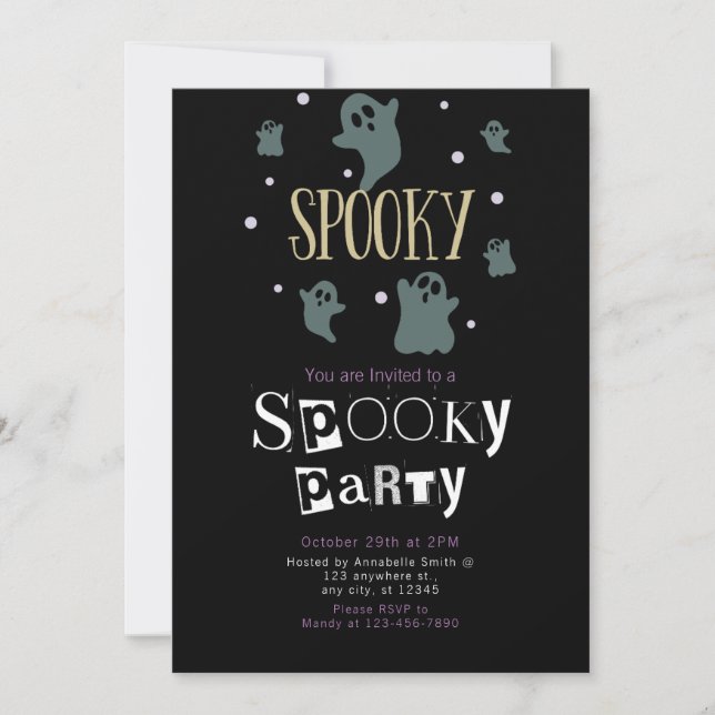 Spooky Group of Cute Ghosts Head Halloween Invitation (Front)