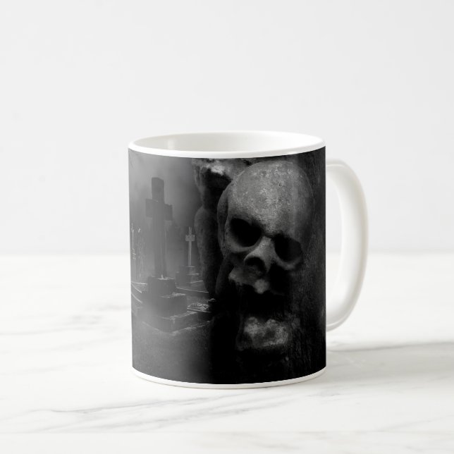 Spooky Gruesome Graveyard, Halloween Coffee Mug (Front Right)