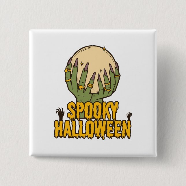 spooky halloween 2 inch square button (Front)