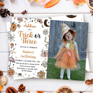 Spooky Halloween 3rd Birthday Party Photo Invitation