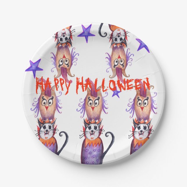 Spooky Halloween Art  Paper Plates (Front)