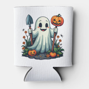 Spooky Halloween Autumn Gardening Ghost Pumpkin Can Cooler