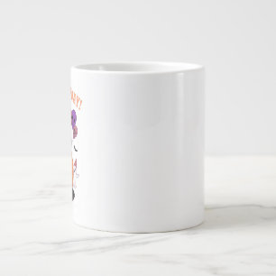 Spooky Halloween B-day Pumpkin Cake & Ghosts Large Coffee Mug