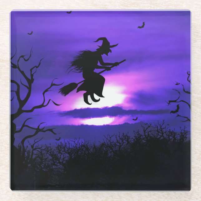 Spooky Halloween background design. Glass Coaster (Front)