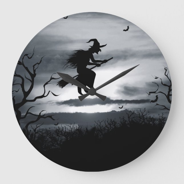 Spooky Halloween Background Vintage Design Large Clock (Front)