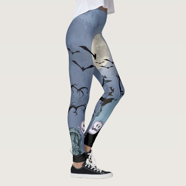Spooky Halloween Bars Fool Moon Leggings (Right)