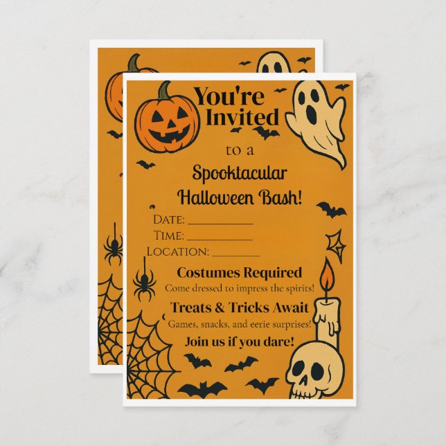 Spooky Halloween Bash Invite | Ghosts & Games (Front/Back)