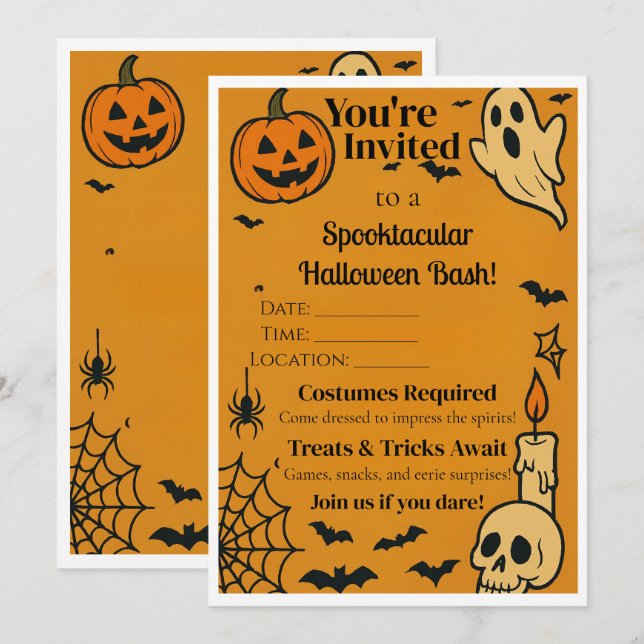 Spooky Halloween Bash Invite | Ghosts & Games (Front/Back)
