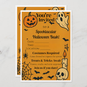 Spooky Halloween Bash Invite Ghosts & Games