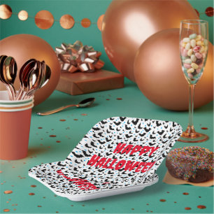 Spooky Halloween Bat Designed Paper Plate 