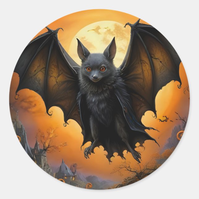Spooky Halloween bat in Disguise Classic Round Sticker (Front)